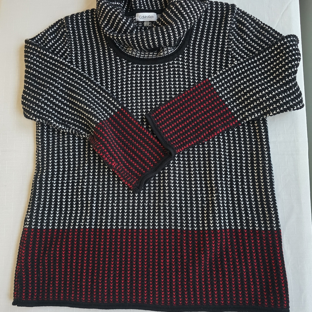 Calvin Klein Black and Red Patterned Cowl Neck Scandigirl Boho